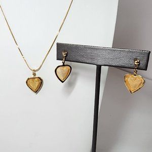 Goldtone Mesh Heart Necklace/Earring Set 45015-006